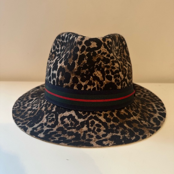Grevi leopard Wool felt fedora Hat Women’s OS Made In Italy - Picture 1 of 8